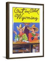 Wyoming - Out in Old Wyoming; Cowboys at a Bar-Lantern Press-Framed Art Print