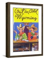 Wyoming - Out in Old Wyoming; Cowboys at a Bar-Lantern Press-Framed Art Print