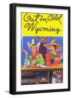Wyoming - Out in Old Wyoming; Cowboys at a Bar-Lantern Press-Framed Art Print