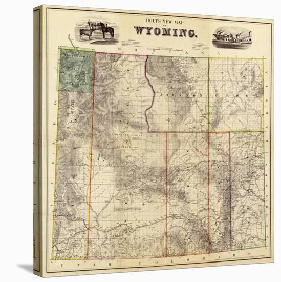 Wyoming - Panoramic Map-Lantern Press-Stretched Canvas