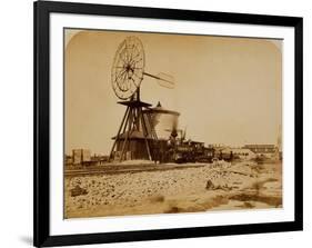 Wyoming Railroad Photo, Circa 1868-1869; "Windmill / Laramie, Wyoming"-A.J. Russel-Framed Art Print