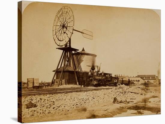 Wyoming Railroad Photo, Circa 1868-1869; "Windmill / Laramie, Wyoming"-A.J. Russel-Stretched Canvas