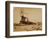 Wyoming Railroad Photo, Circa 1868-1869; "Windmill / Laramie, Wyoming"-A.J. Russel-Framed Art Print