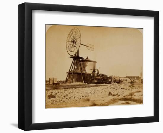 Wyoming Railroad Photo, Circa 1868-1869; "Windmill / Laramie, Wyoming"-A.J. Russel-Framed Art Print