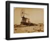 Wyoming Railroad Photo, Circa 1868-1869; "Windmill / Laramie, Wyoming"-A.J. Russel-Framed Art Print