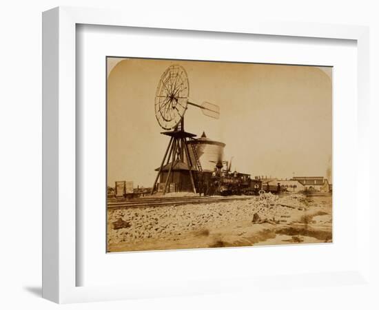Wyoming Railroad Photo, Circa 1868-1869; "Windmill / Laramie, Wyoming"-A.J. Russel-Framed Art Print
