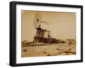 Wyoming Railroad Photo, Circa 1868-1869; "Windmill / Laramie, Wyoming"-A.J. Russel-Framed Art Print