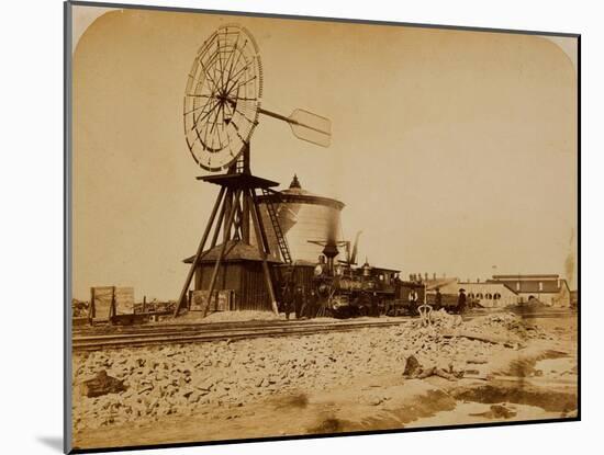 Wyoming Railroad Photo, Circa 1868-1869; "Windmill / Laramie, Wyoming"-A.J. Russel-Mounted Art Print