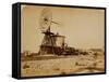 Wyoming Railroad Photo, Circa 1868-1869; "Windmill / Laramie, Wyoming"-A.J. Russel-Framed Stretched Canvas