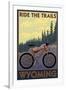 Wyoming - Ride the Trails-Lantern Press-Framed Art Print