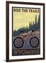 Wyoming - Ride the Trails-Lantern Press-Framed Art Print