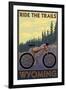 Wyoming - Ride the Trails-Lantern Press-Framed Art Print