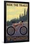 Wyoming - Ride the Trails-Lantern Press-Framed Art Print