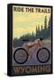 Wyoming - Ride the Trails-Lantern Press-Framed Stretched Canvas