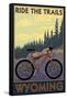 Wyoming - Ride the Trails-Lantern Press-Framed Stretched Canvas