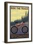 Wyoming - Ride the Trails-Lantern Press-Framed Art Print