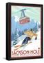 Wyoming Skier and Tram, Jackson Hole-null-Framed Poster