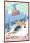 Wyoming Skier and Tram, Jackson Hole-null-Mounted Poster
