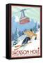 Wyoming Skier and Tram, Jackson Hole-Lantern Press-Framed Stretched Canvas