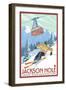 Wyoming Skier and Tram, Jackson Hole-Lantern Press-Framed Art Print