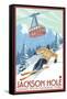 Wyoming Skier and Tram, Jackson Hole-Lantern Press-Framed Stretched Canvas