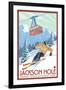 Wyoming Skier and Tram, Jackson Hole-Lantern Press-Framed Art Print