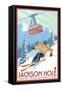 Wyoming Skier and Tram, Jackson Hole-Lantern Press-Framed Stretched Canvas