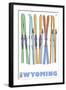 Wyoming, Skis in the Snow-Lantern Press-Framed Art Print