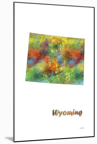 Wyoming State Map 1-Marlene Watson-Mounted Giclee Print