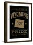 Wyoming State Pride - 307 - Gold on Black-Lantern Press-Framed Art Print