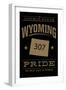 Wyoming State Pride - 307 - Gold on Black-Lantern Press-Framed Art Print