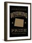 Wyoming State Pride - Gold on Black-Lantern Press-Framed Art Print