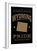 Wyoming State Pride - Gold on Black-Lantern Press-Framed Art Print