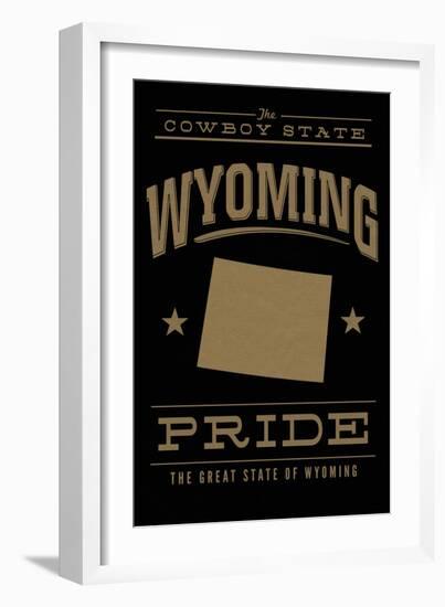 Wyoming State Pride - Gold on Black-Lantern Press-Framed Art Print