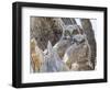 Wyoming, Sublette County. Two Great Horned Owl chicks sitting on the edge of a Cottonwood Tree snag-Elizabeth Boehm-Framed Photographic Print