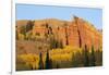 Wyoming, Sublette County. Wyoming Range, colorful autumn aspens are surrounding the Red Cliffs-Elizabeth Boehm-Framed Photographic Print