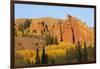 Wyoming, Sublette County. Wyoming Range, colorful autumn aspens are surrounding the Red Cliffs-Elizabeth Boehm-Framed Photographic Print