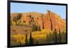 Wyoming, Sublette County. Wyoming Range, colorful autumn aspens are surrounding the Red Cliffs-Elizabeth Boehm-Framed Photographic Print