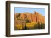 Wyoming, Sublette County. Wyoming Range, colorful autumn aspens are surrounding the Red Cliffs-Elizabeth Boehm-Framed Photographic Print