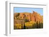 Wyoming, Sublette County. Wyoming Range, colorful autumn aspens are surrounding the Red Cliffs-Elizabeth Boehm-Framed Photographic Print