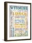 Wyoming - Typography-Lantern Press-Framed Art Print