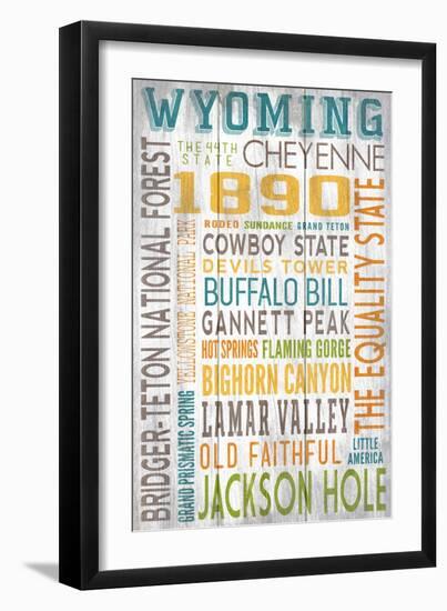 Wyoming - Typography-Lantern Press-Framed Art Print