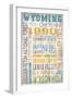 Wyoming - Typography-Lantern Press-Framed Art Print