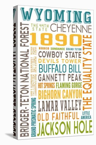 Wyoming - Typography-Lantern Press-Stretched Canvas