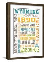 Wyoming - Typography-Lantern Press-Framed Art Print