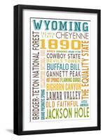 Wyoming - Typography-Lantern Press-Framed Art Print