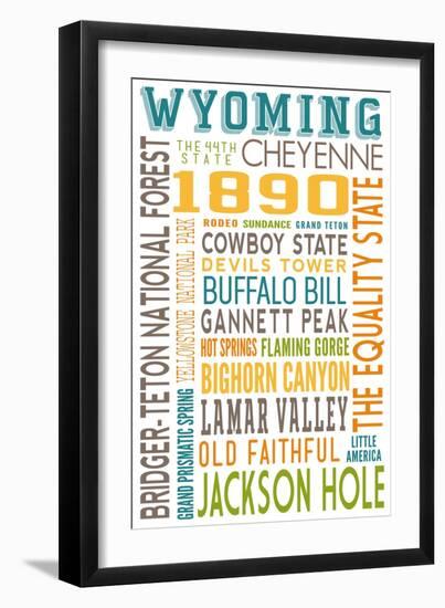 Wyoming - Typography-Lantern Press-Framed Art Print