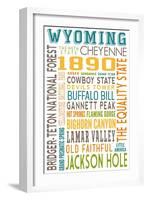 Wyoming - Typography-Lantern Press-Framed Art Print