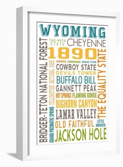 Wyoming - Typography-Lantern Press-Framed Art Print