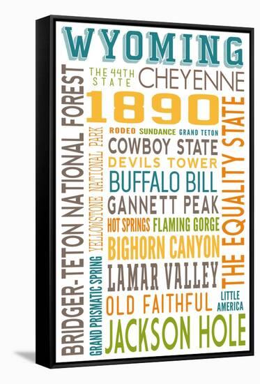 Wyoming - Typography-Lantern Press-Framed Stretched Canvas